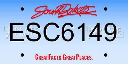 ESC6149 South Dakota License Plate