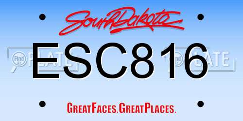 ESC816 South Dakota License Plate
