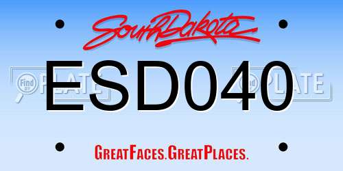 ESD040 South Dakota License Plate
