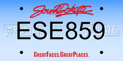 ESE859 South Dakota License Plate