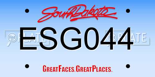 ESG044 South Dakota License Plate