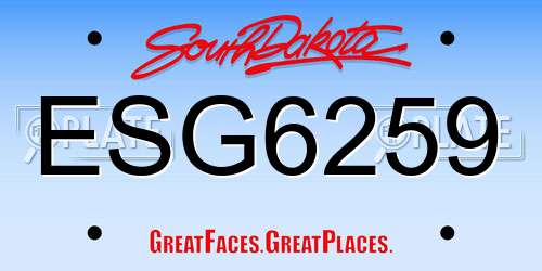 ESG6259 South Dakota License Plate