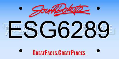 ESG6289 South Dakota License Plate
