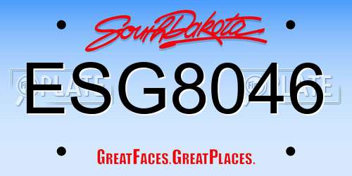 ESG8046 South Dakota License Plate