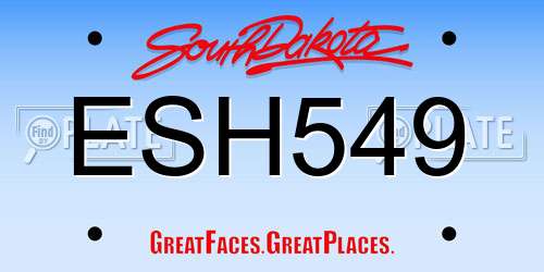 ESH549 South Dakota License Plate