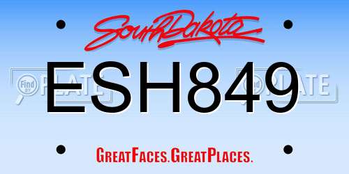 ESH849 South Dakota License Plate