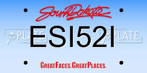 ESI52I South Dakota License Plate