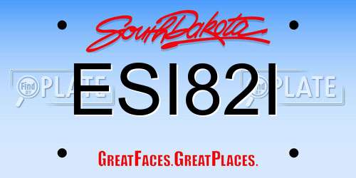 ESI82I South Dakota License Plate