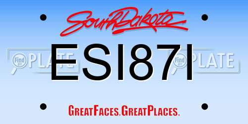 ESI87I South Dakota License Plate