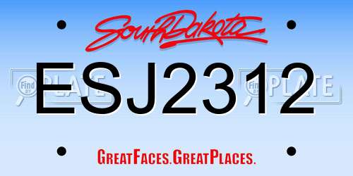 ESJ2312 South Dakota License Plate