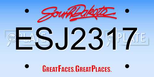 ESJ2317 South Dakota License Plate