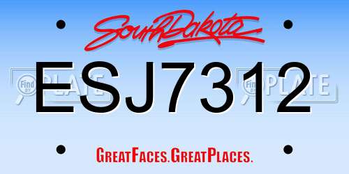 ESJ7312 South Dakota License Plate