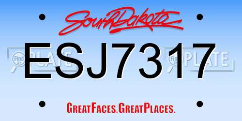 ESJ7317 South Dakota License Plate