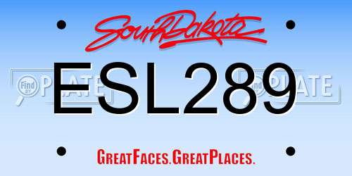 ESL289 South Dakota License Plate