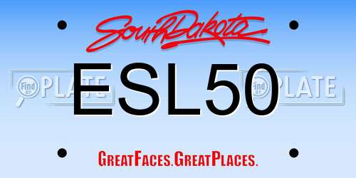 ESL50 South Dakota License Plate