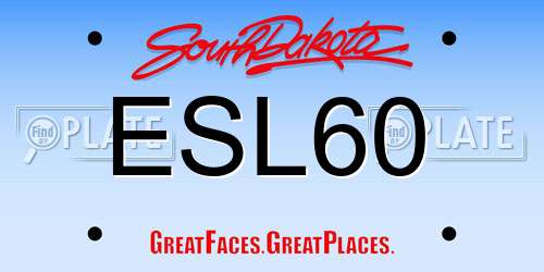 ESL60 South Dakota License Plate