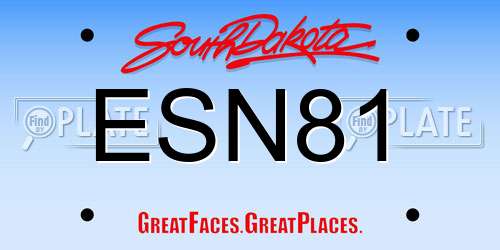 ESN81 South Dakota License Plate