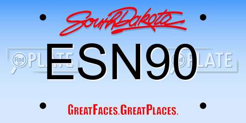 ESN90 South Dakota License Plate