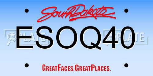 ESOQ40 South Dakota License Plate
