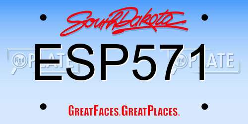 ESP571 South Dakota License Plate