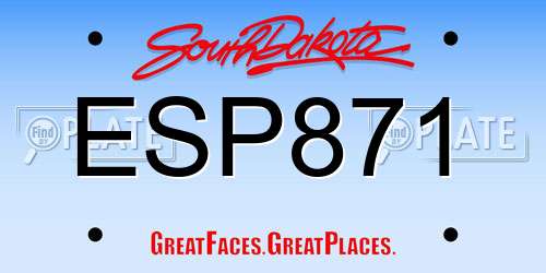 ESP871 South Dakota License Plate
