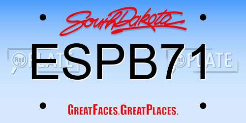 ESPB71 South Dakota License Plate