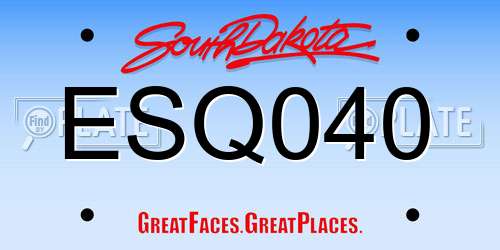ESQ040 South Dakota License Plate
