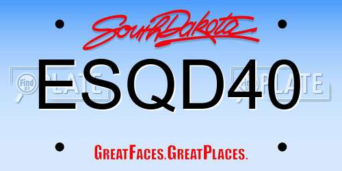 ESQD40 South Dakota License Plate