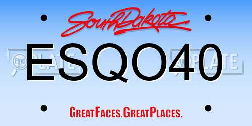 ESQO40 South Dakota License Plate
