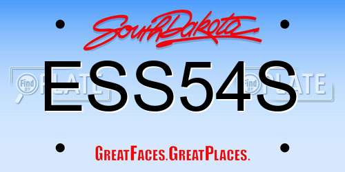 ESS54S South Dakota License Plate