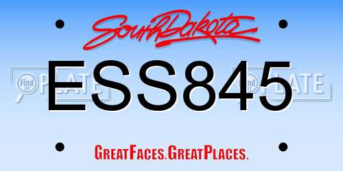 ESS845 South Dakota License Plate