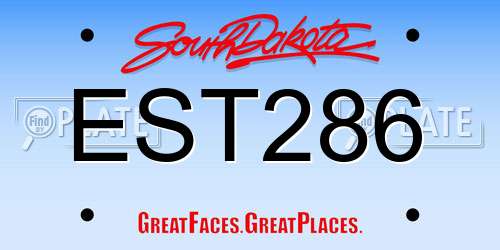 EST286 South Dakota License Plate