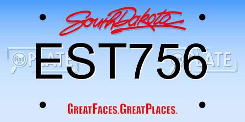 EST756 South Dakota License Plate
