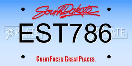 EST786 South Dakota License Plate