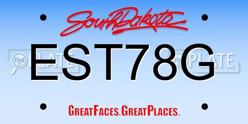 EST78G South Dakota License Plate