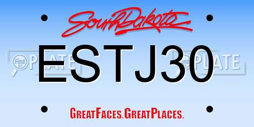 ESTJ30 South Dakota License Plate