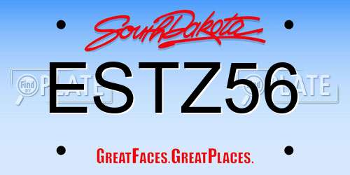 ESTZ56 South Dakota License Plate