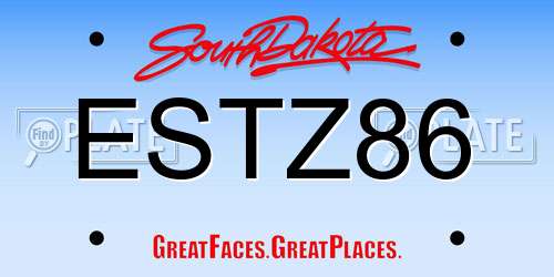 ESTZ86 South Dakota License Plate