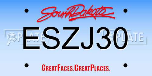 ESZJ30 South Dakota License Plate