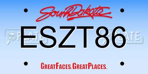 ESZT86 South Dakota License Plate