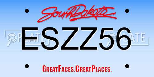 ESZZ56 South Dakota License Plate