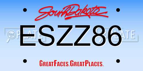 ESZZ86 South Dakota License Plate