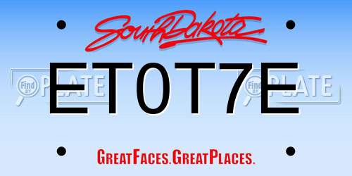 ET0T7E South Dakota License Plate