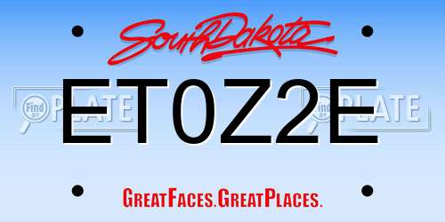 ET0Z2E South Dakota License Plate