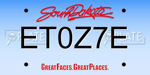 ET0Z7E South Dakota License Plate