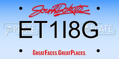 ET1I8G South Dakota License Plate