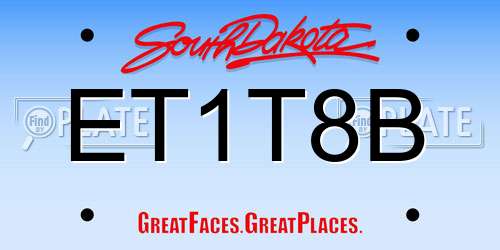ET1T8B South Dakota License Plate