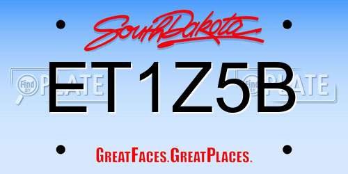ET1Z5B South Dakota License Plate