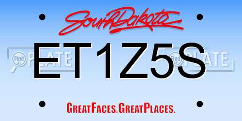 ET1Z5S South Dakota License Plate