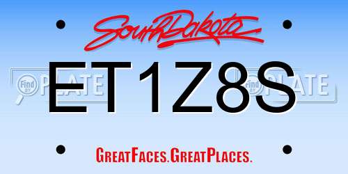 ET1Z8S South Dakota License Plate
